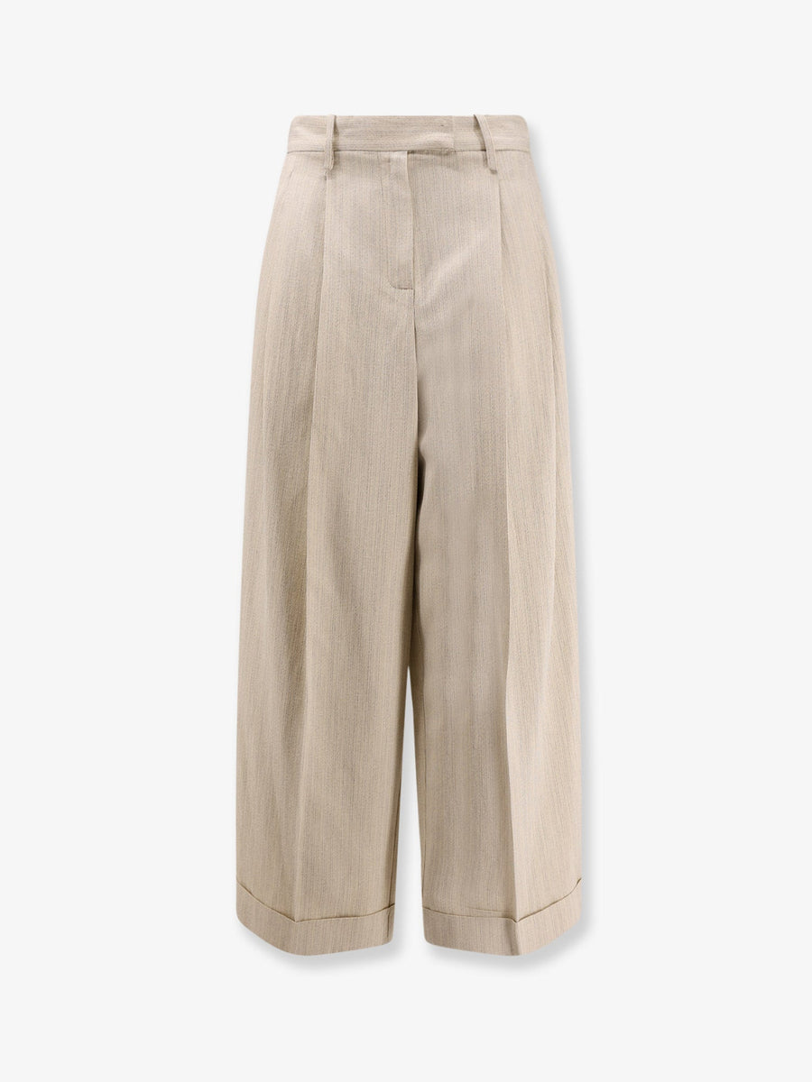 Trousers Beige Viscose-Linen