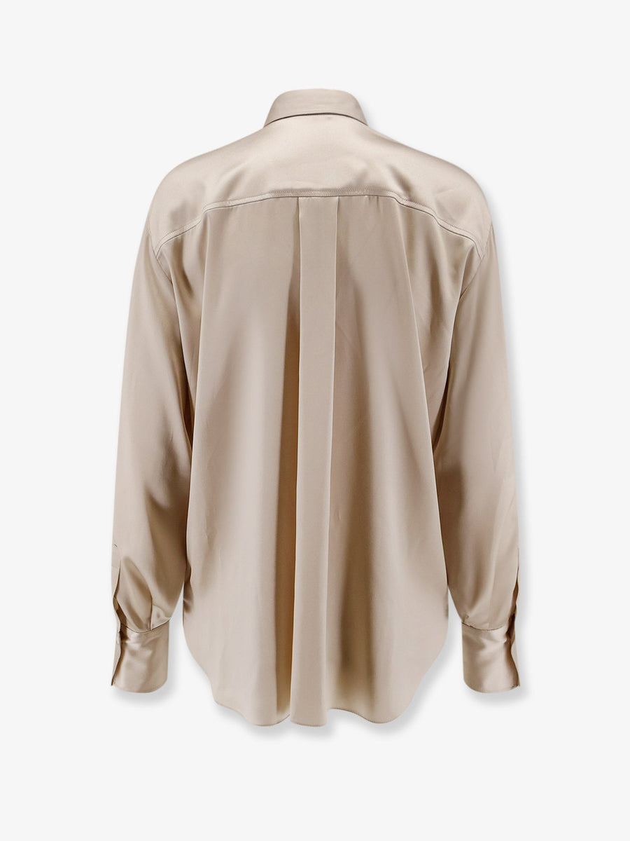 Silk Shirt With Monili Detail, Beige