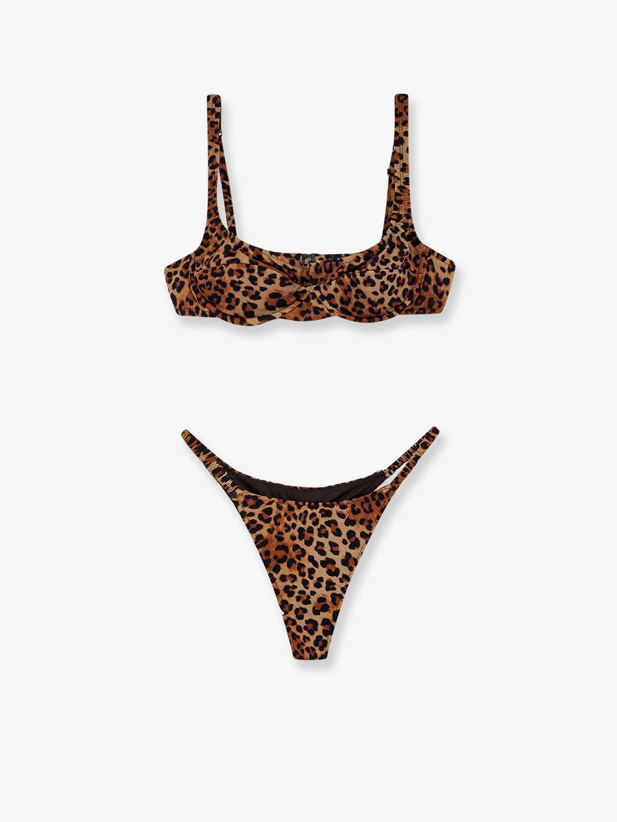 Bikini With Animal Print Multicolour Polyamide Swimwear