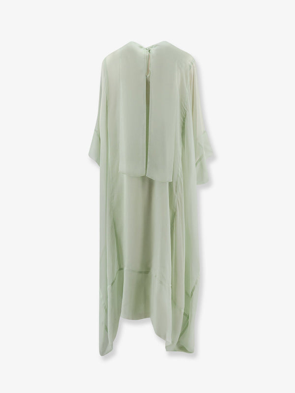 Dress Chiffon Green Silk