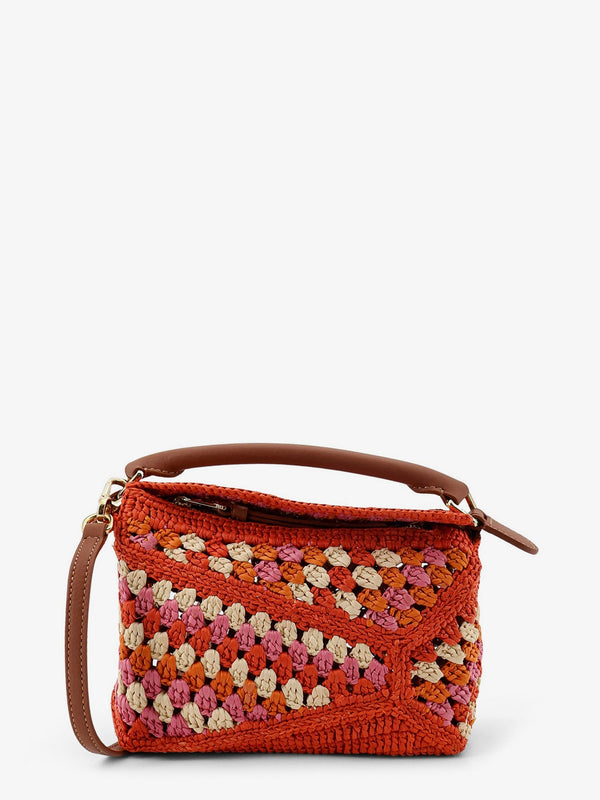 Handbag Paulas Ibiza Puzzle Edge Multicolour Raffia/leather Handbags