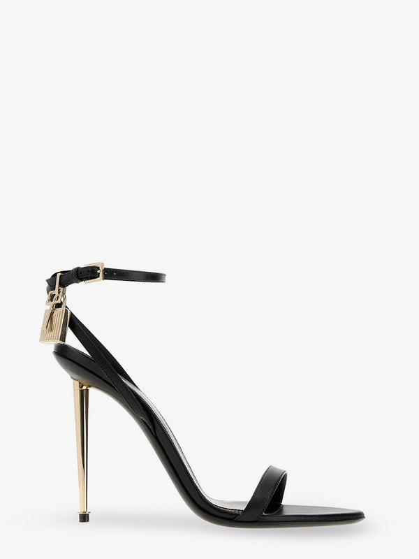 Leather Sandals With Padlock Detail Black