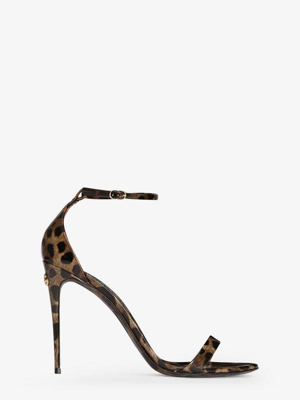 Leather Sandals Leopard Print Multicolour