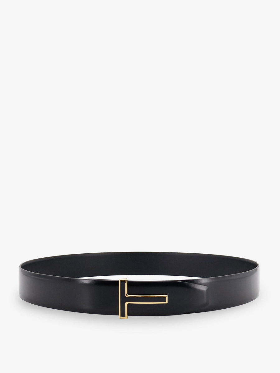 Leather Belt With Metal Logo Buckle Black