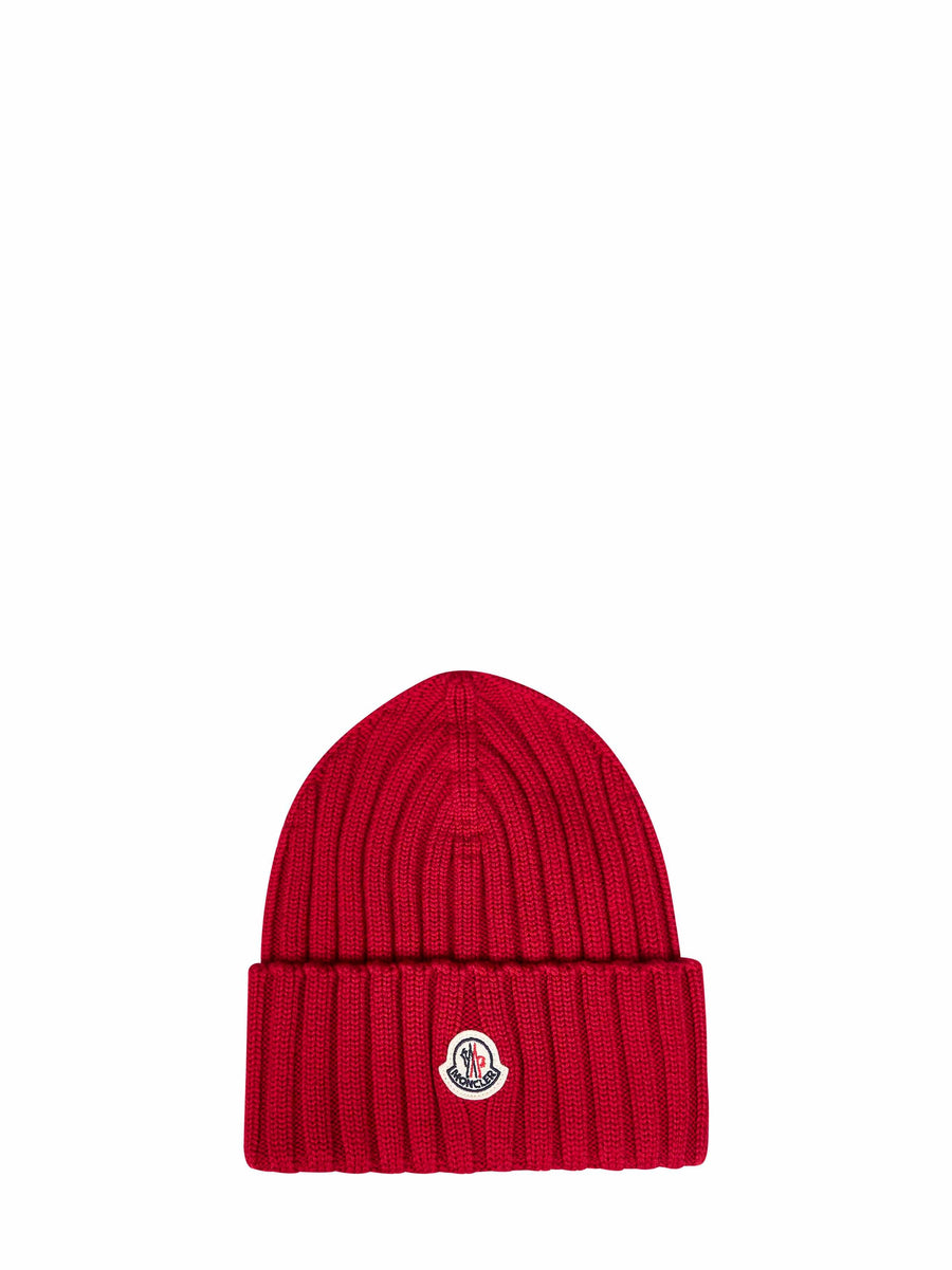 Beanie Ribbed Virgin Wool Red Hat