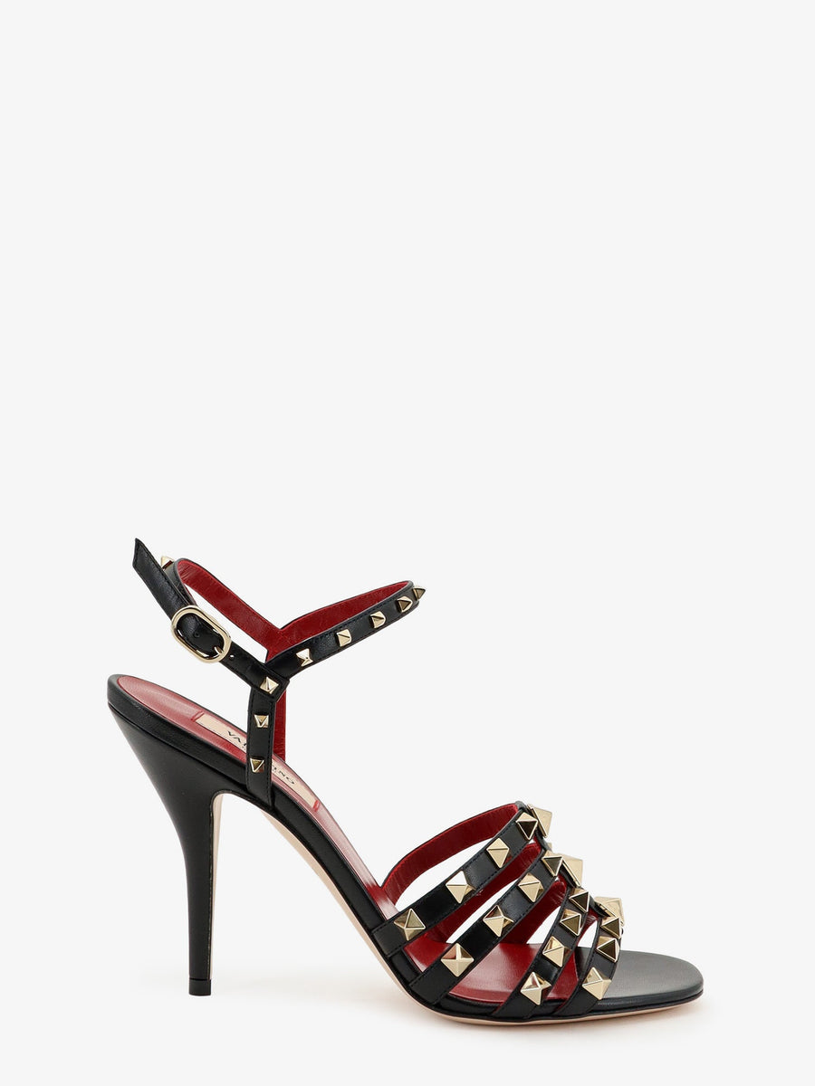 Rockstud Leather Sandals Black