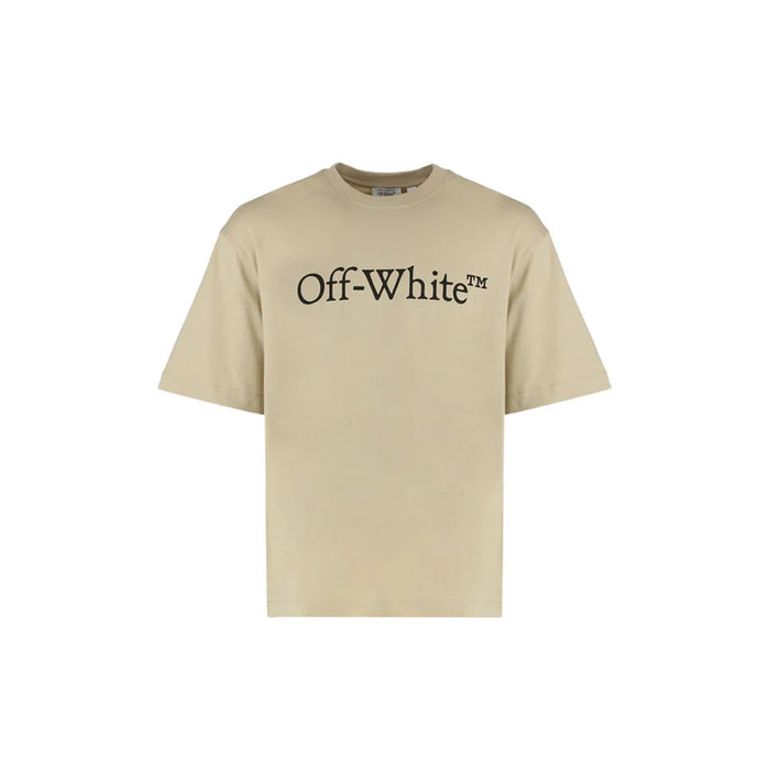 Off-White Logo T-Shirt Beige Cotton