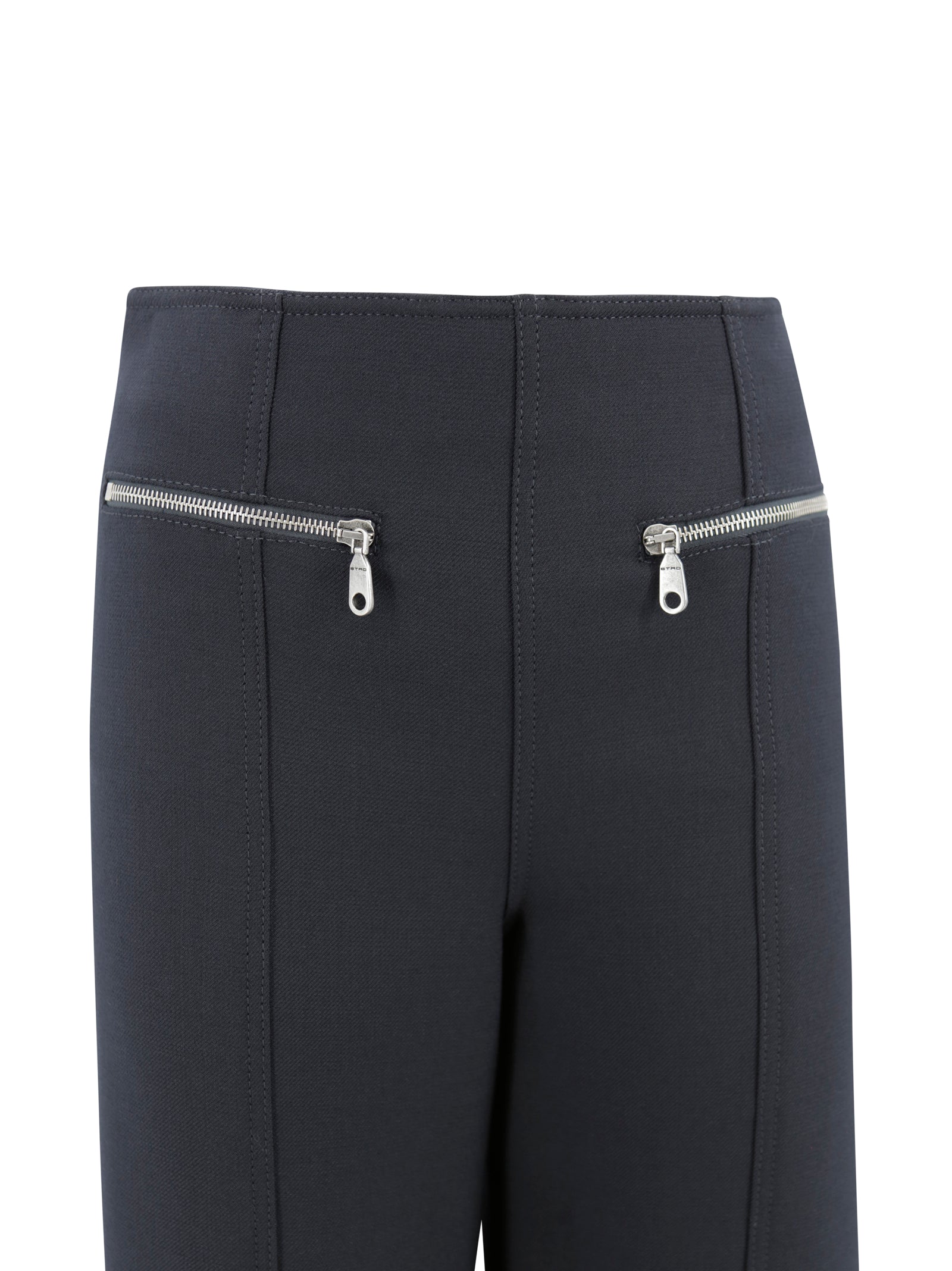 Etro Trousers Blu Polyestere Lana Elastane