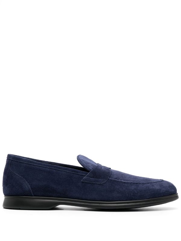 Kiton Outer: Calf Suede 100% loafer in navy