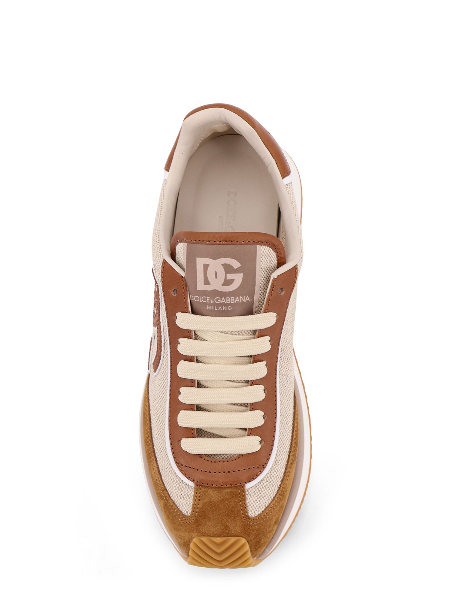 Dolce & Gabbana Sneakers Avorio Caramello Canvas/pelle