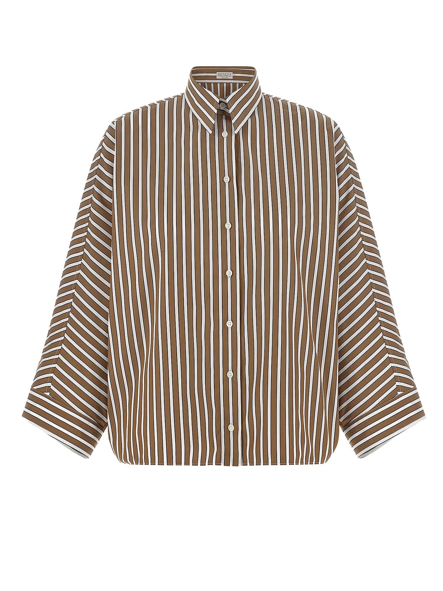Brunello Cucinelli Shirts Tobacco/black/white Line Cotone