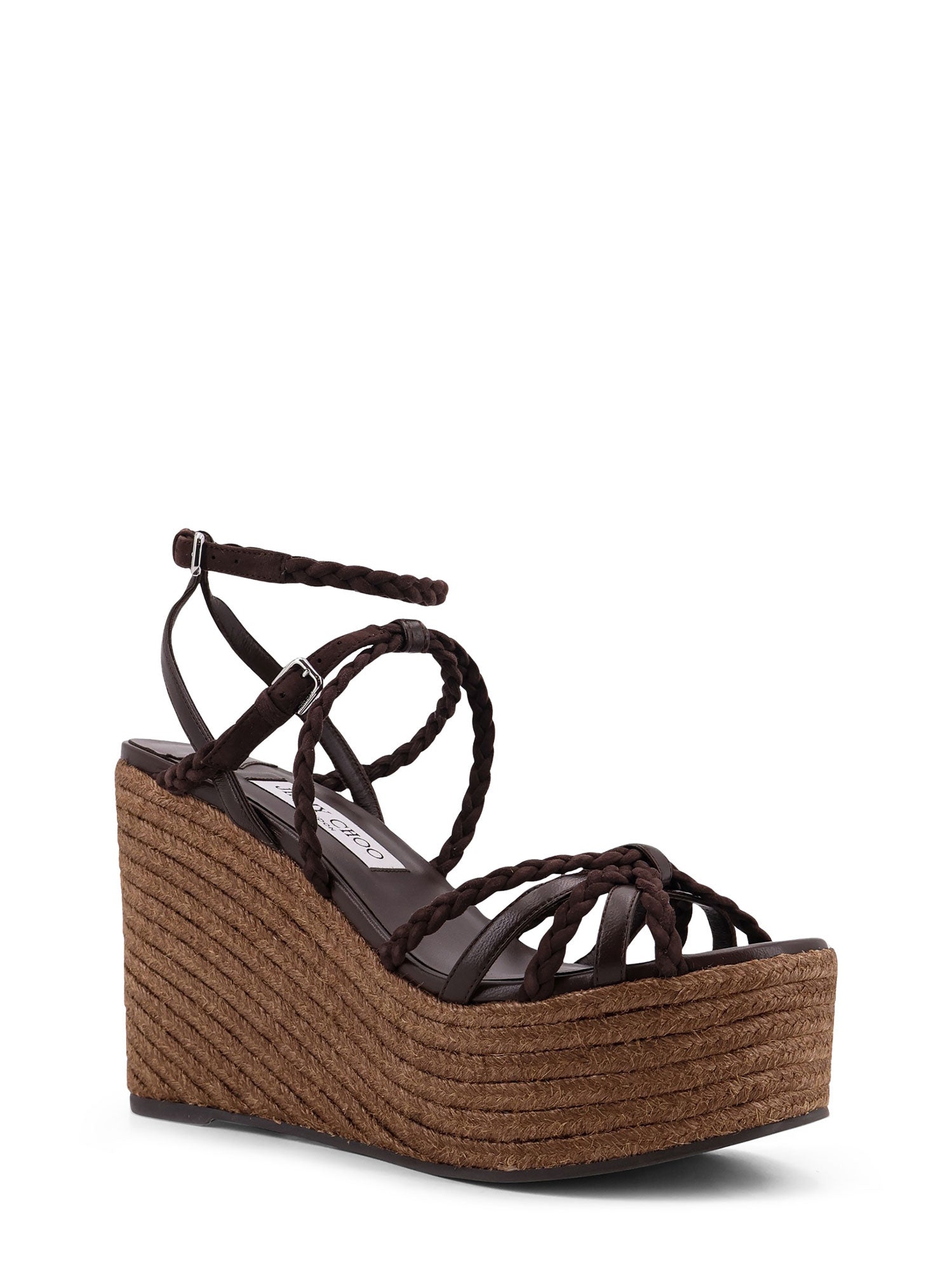 Jimmy Choo Sandals Chocolatecoffee Pelle/rafia