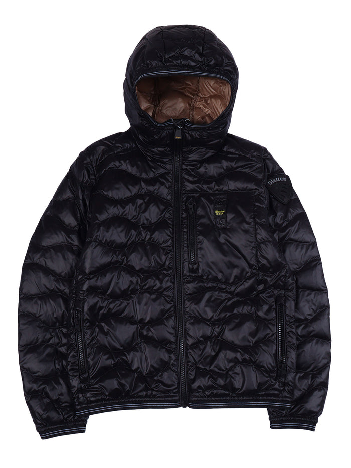 Down Jacket Black Polyamide Short Puffer