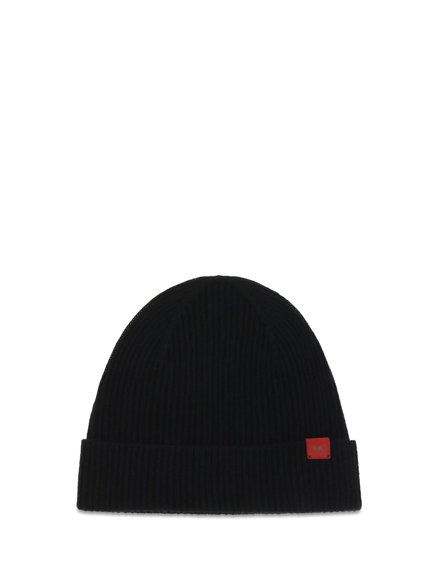 Wool Beanie Hat Black Merino