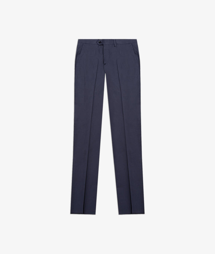 Cotton Chino Barthelemy Blue Trousers No Pinces