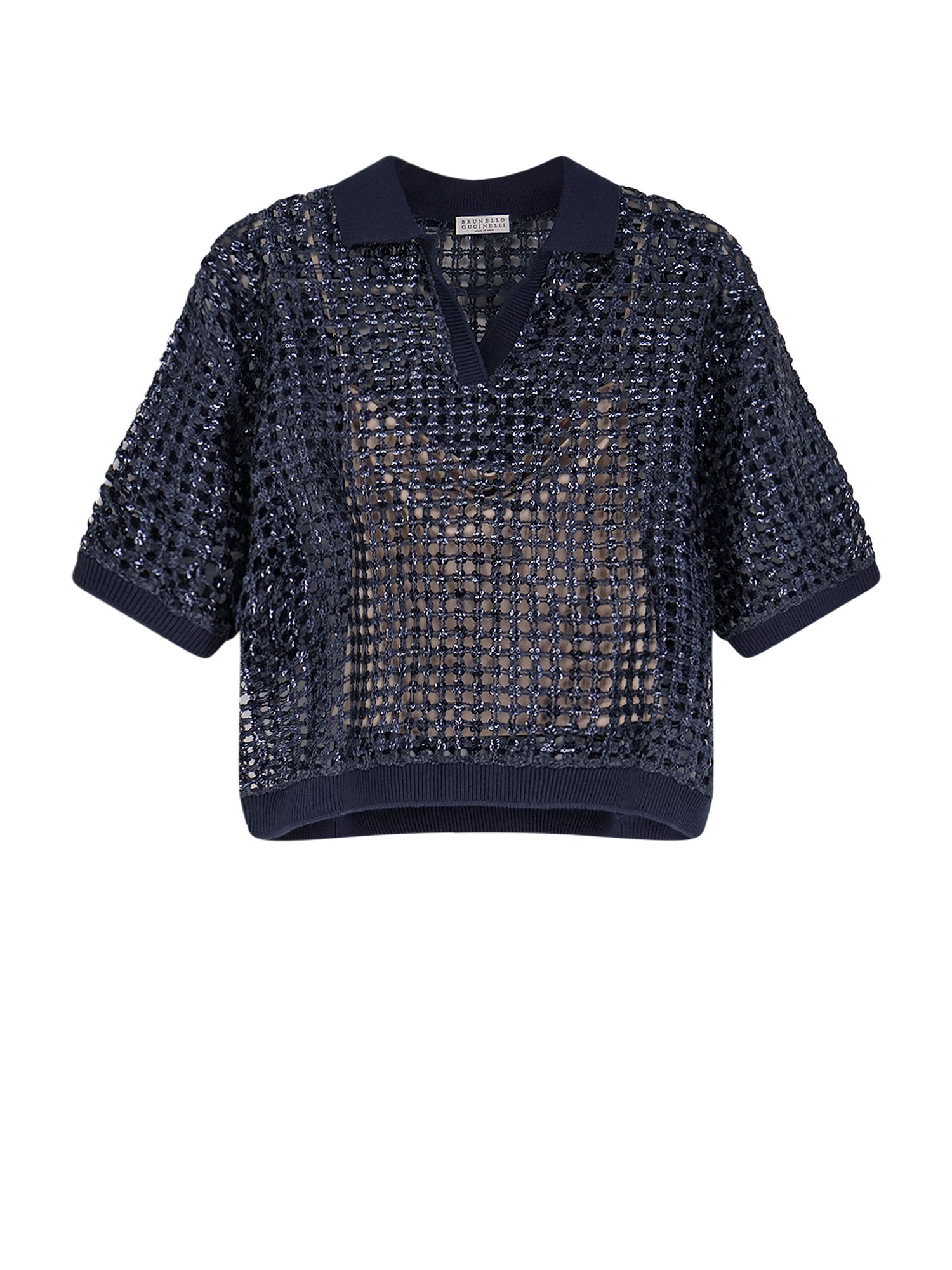 Brunello Cucinelli Sweaters Cool Blue Seta Lino
