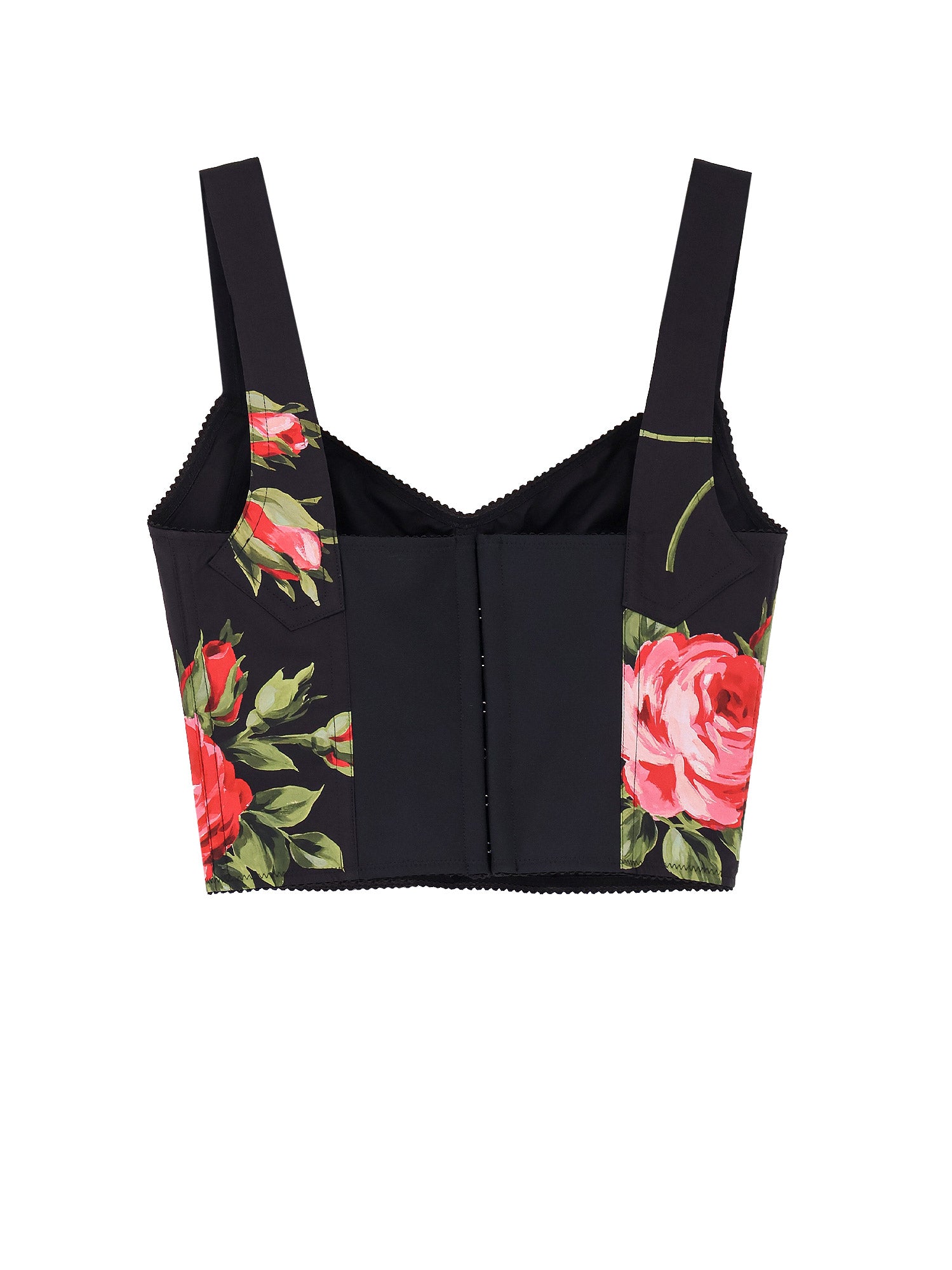 Dolce & Gabbana T-shirts and Polos Bouquet Rose Nero Cotone Poliammidica Elastan