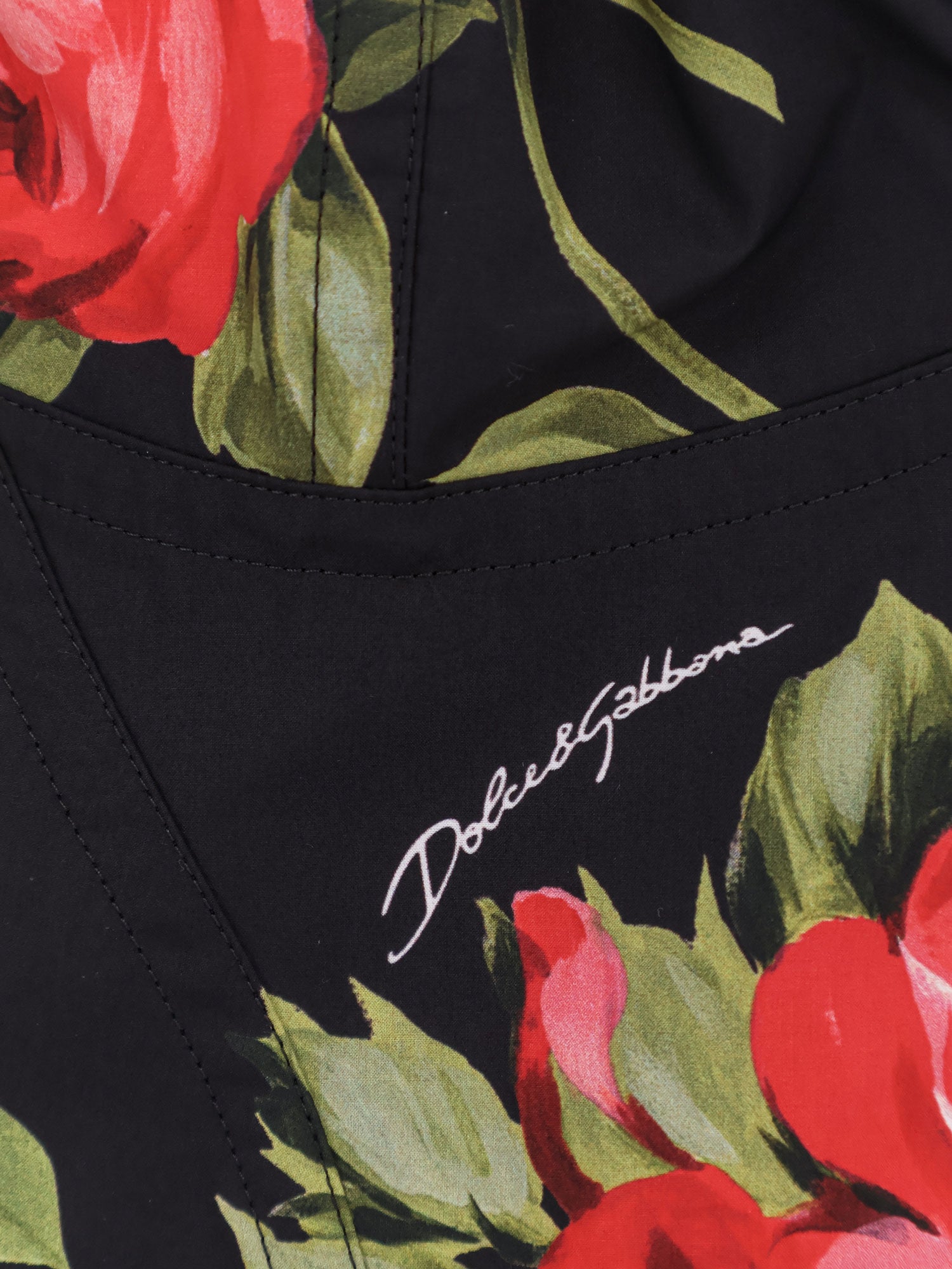 Dolce & Gabbana T-shirts and Polos Bouquet Rose Nero Cotone Poliammidica Elastan