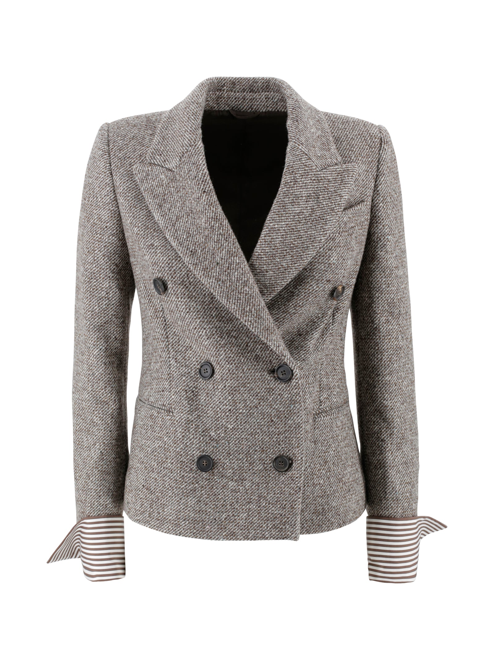 Brunello Cucinelli Jackets Marrone Lana Seta Poliammide