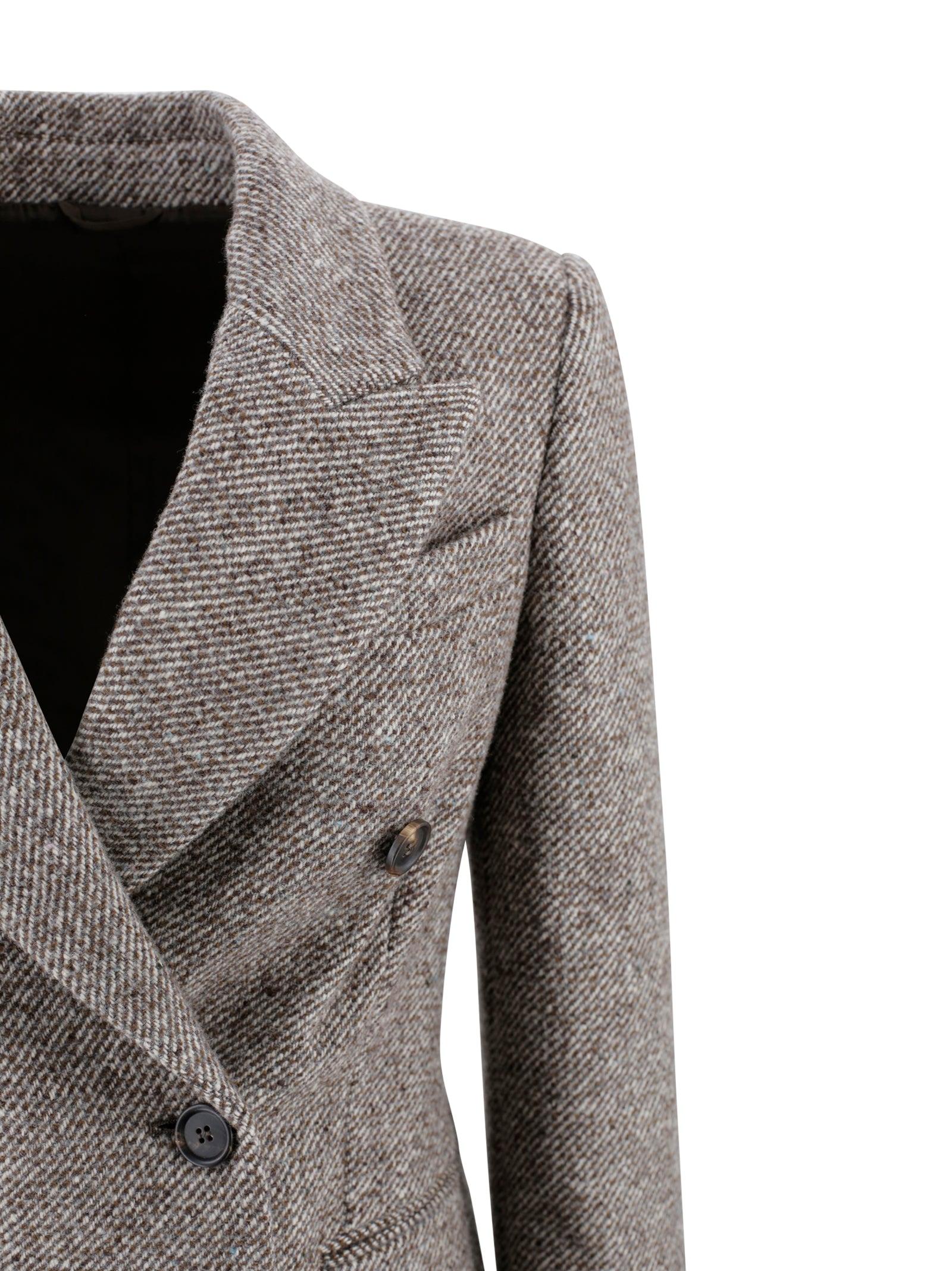 Brunello Cucinelli Jackets Marrone Lana Seta Poliammide