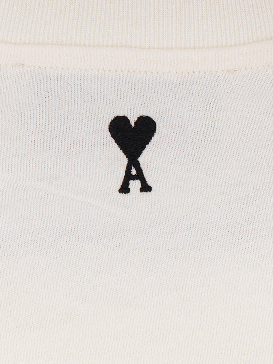 Ami Paris T-shirts and Polos Blanc Creme Cotone