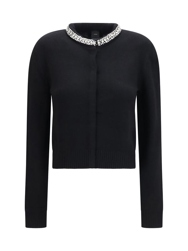 Colonia Cardigan With Jewel Collar Nero Limousine