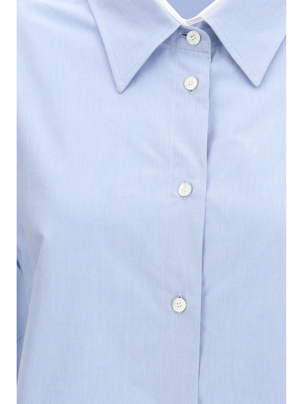 Button-Up Shirt Light Blue-White Blue/white Cotton