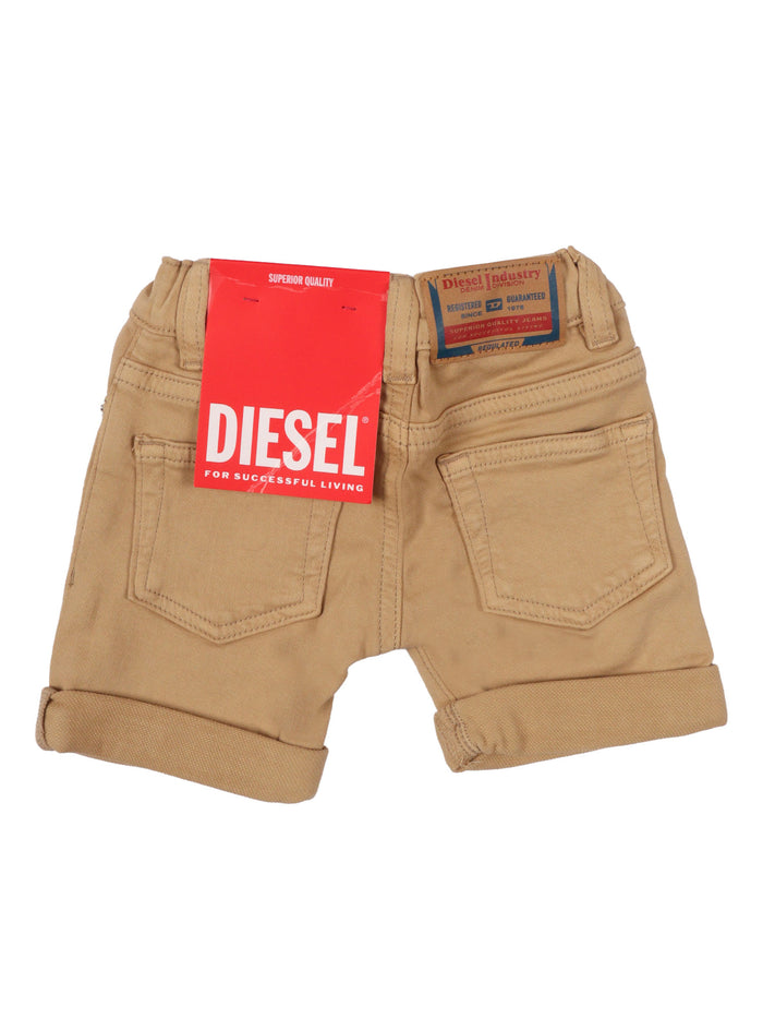 Short Pants Beige Cotton Elastane Bermuda