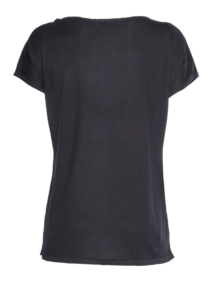 Black t-shirt Silk Cotton Short Sleeves