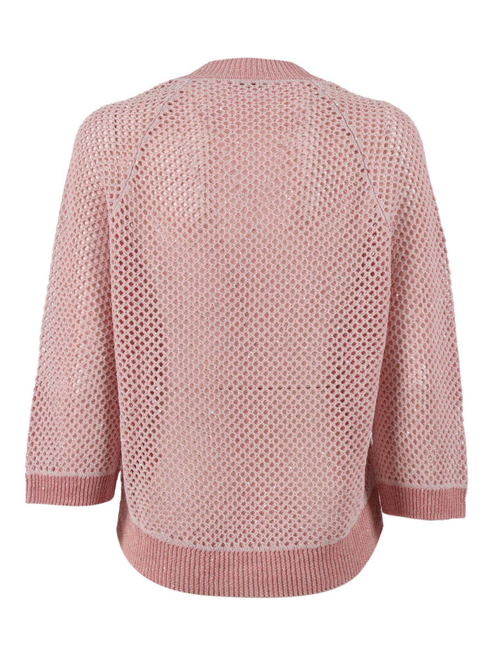 KNITTED SWEATER Pink Polyamide Linen Cotton Crewneck
