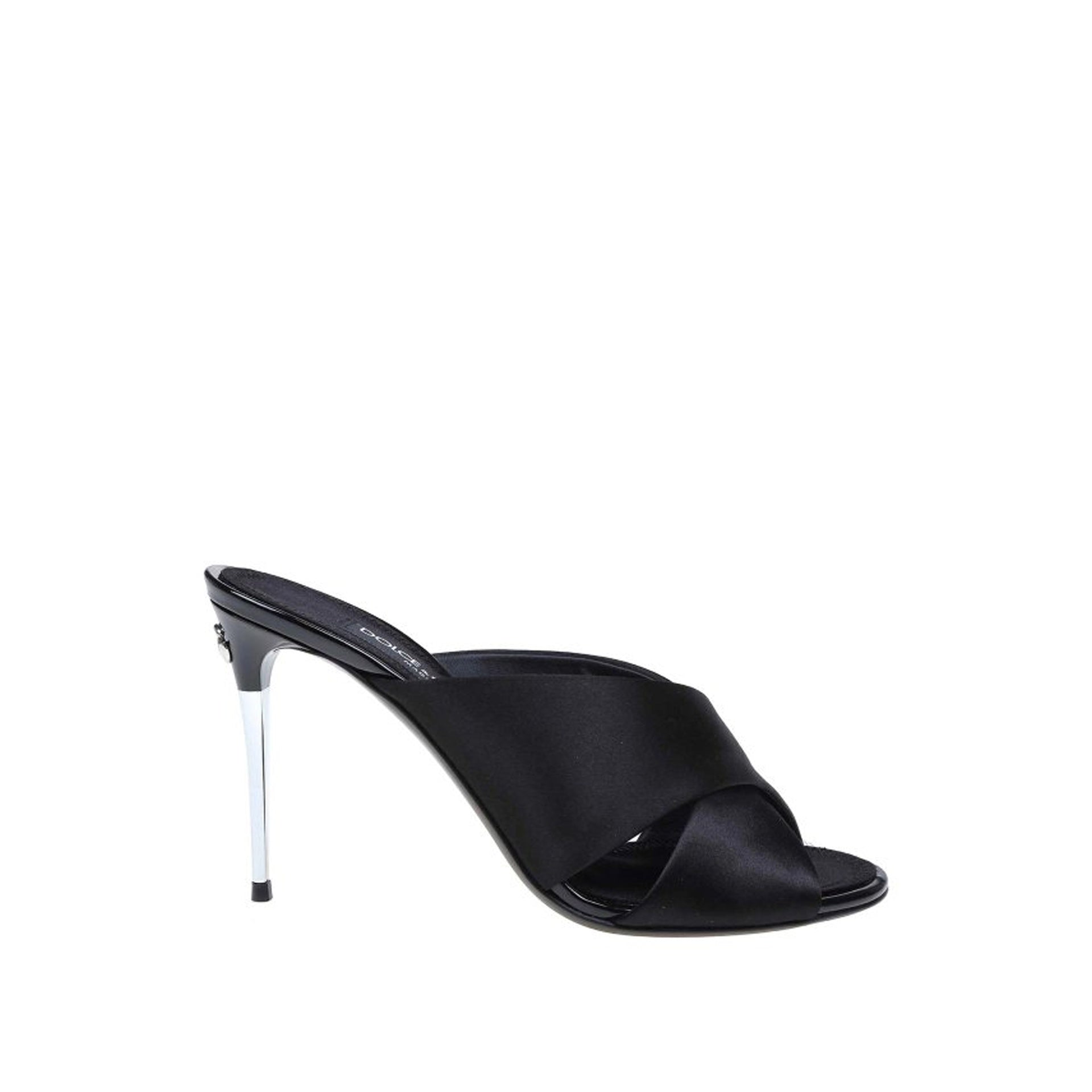 Keira Satin Sandals Black Silk Viscose Calf Leather