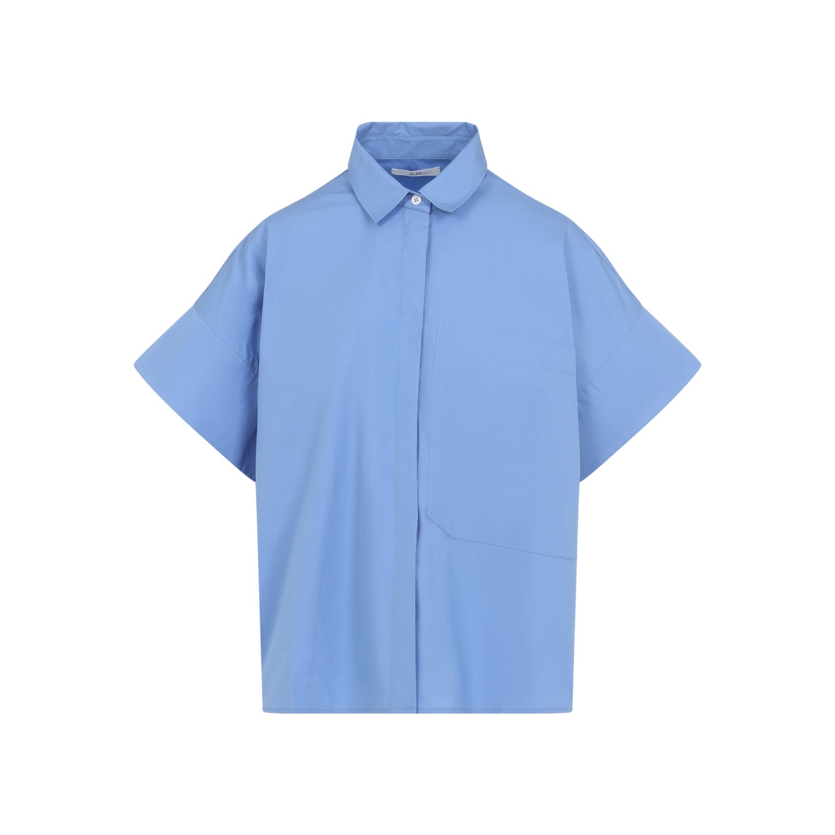Boxy Ss Shirt Blue Cotton