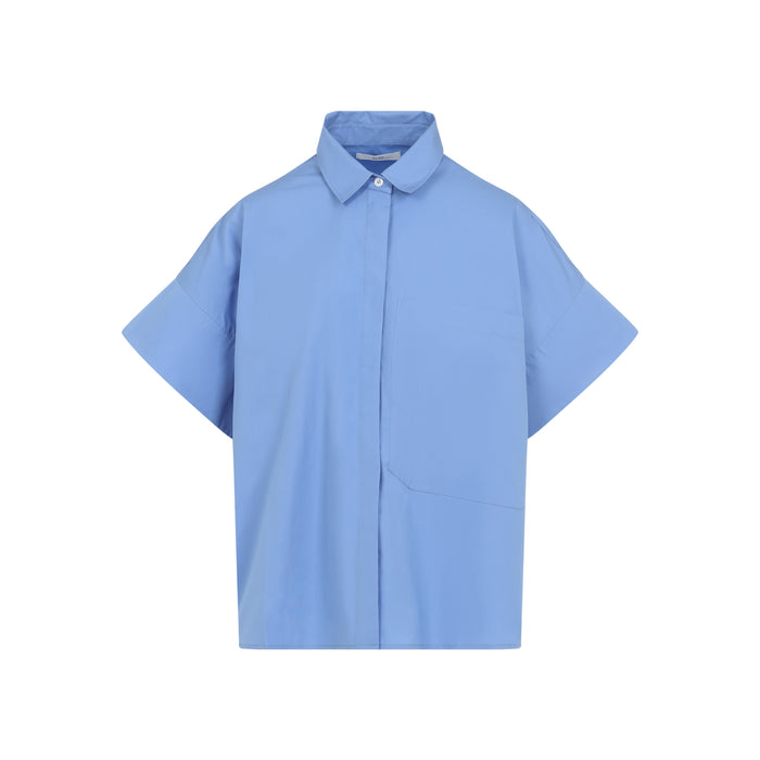 Boxy Ss Shirt Blue Cotton