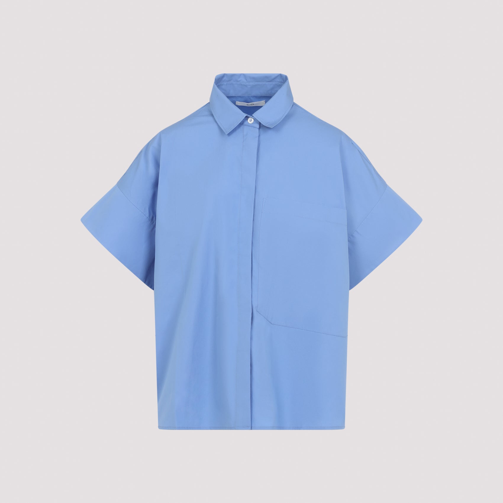 Boxy Ss Shirt Blue Cotton