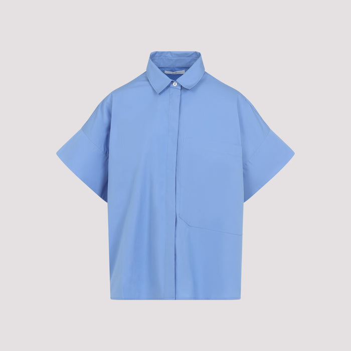 Boxy Ss Shirt Blue Cotton