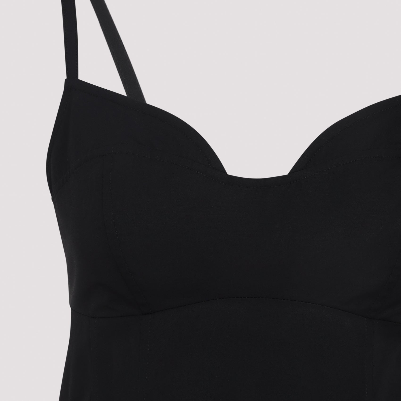 Bustier Cut Midi Dress Black Cotton