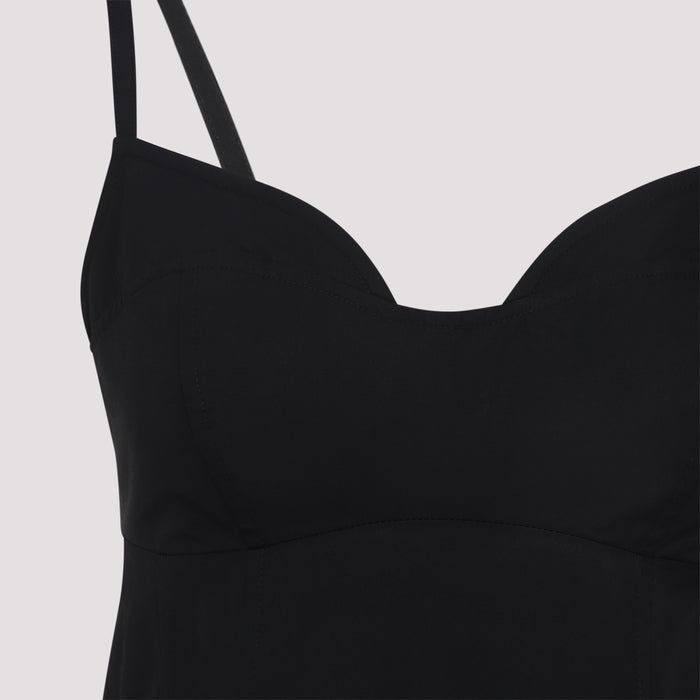 Bustier Cut Midi Dress Black Cotton