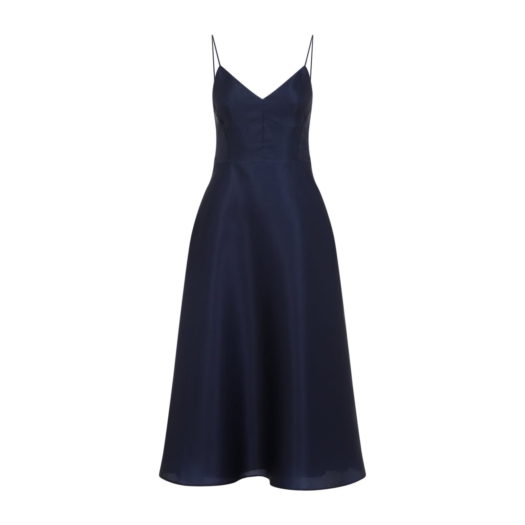 Triple Organza Midi Dress Blue Silk