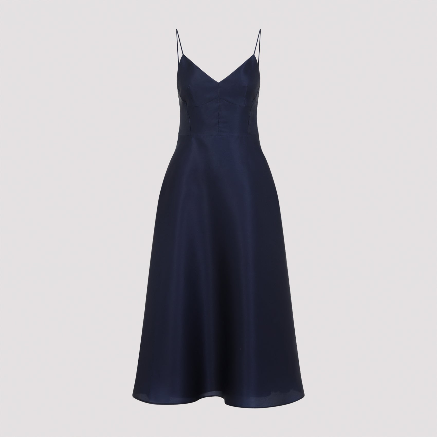 Triple Organza Midi Dress Blue Silk
