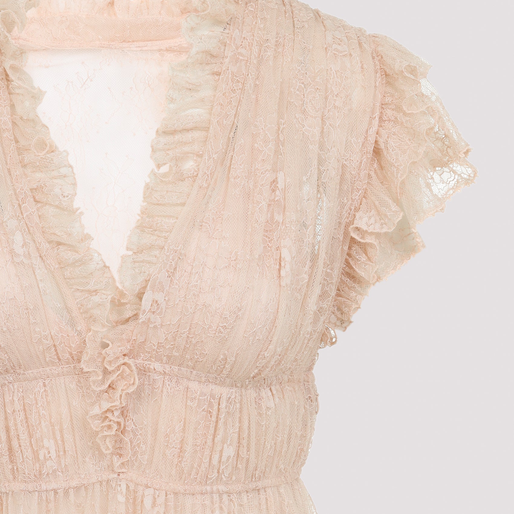 Lace Long Dress Nude & Neutrals Polyamide