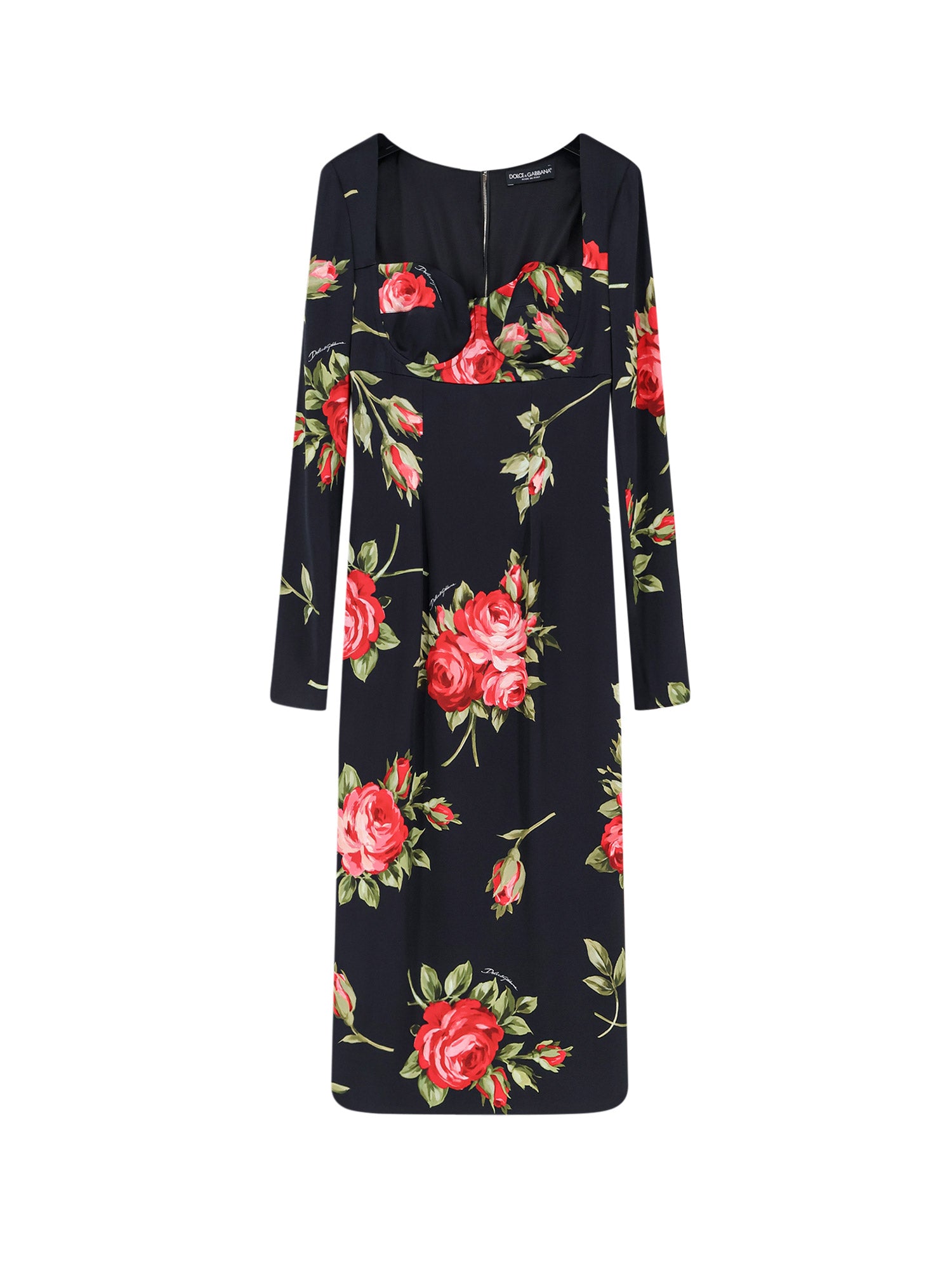 Dolce & Gabbana Dresses Bouquet Rose Nero Viscosa Elastan