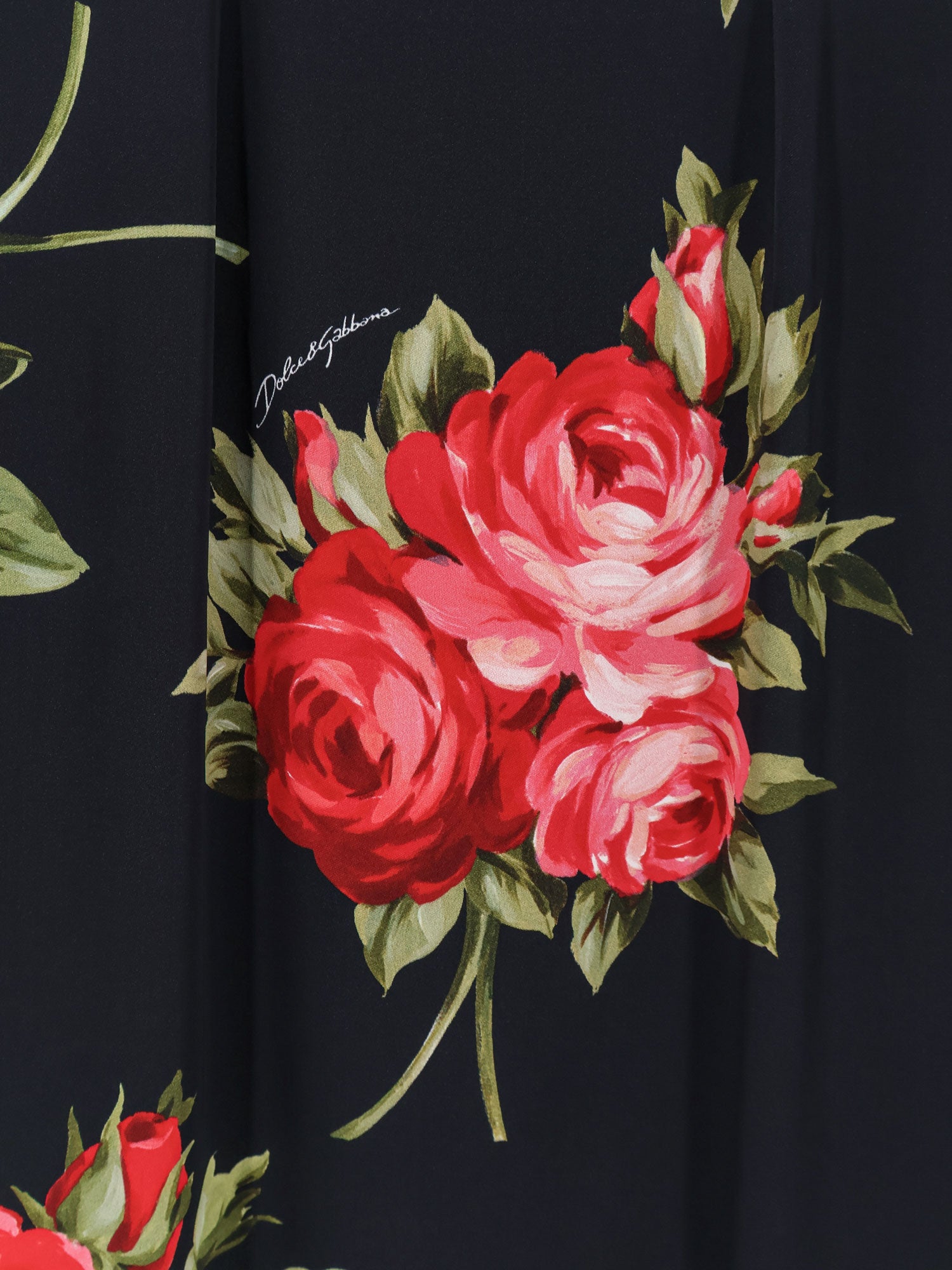 Dolce & Gabbana Dresses Bouquet Rose Nero Viscosa Elastan