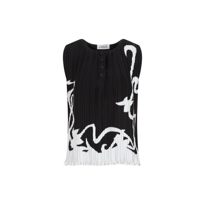 Lanvin Sleeveless Pleated Top Polyester