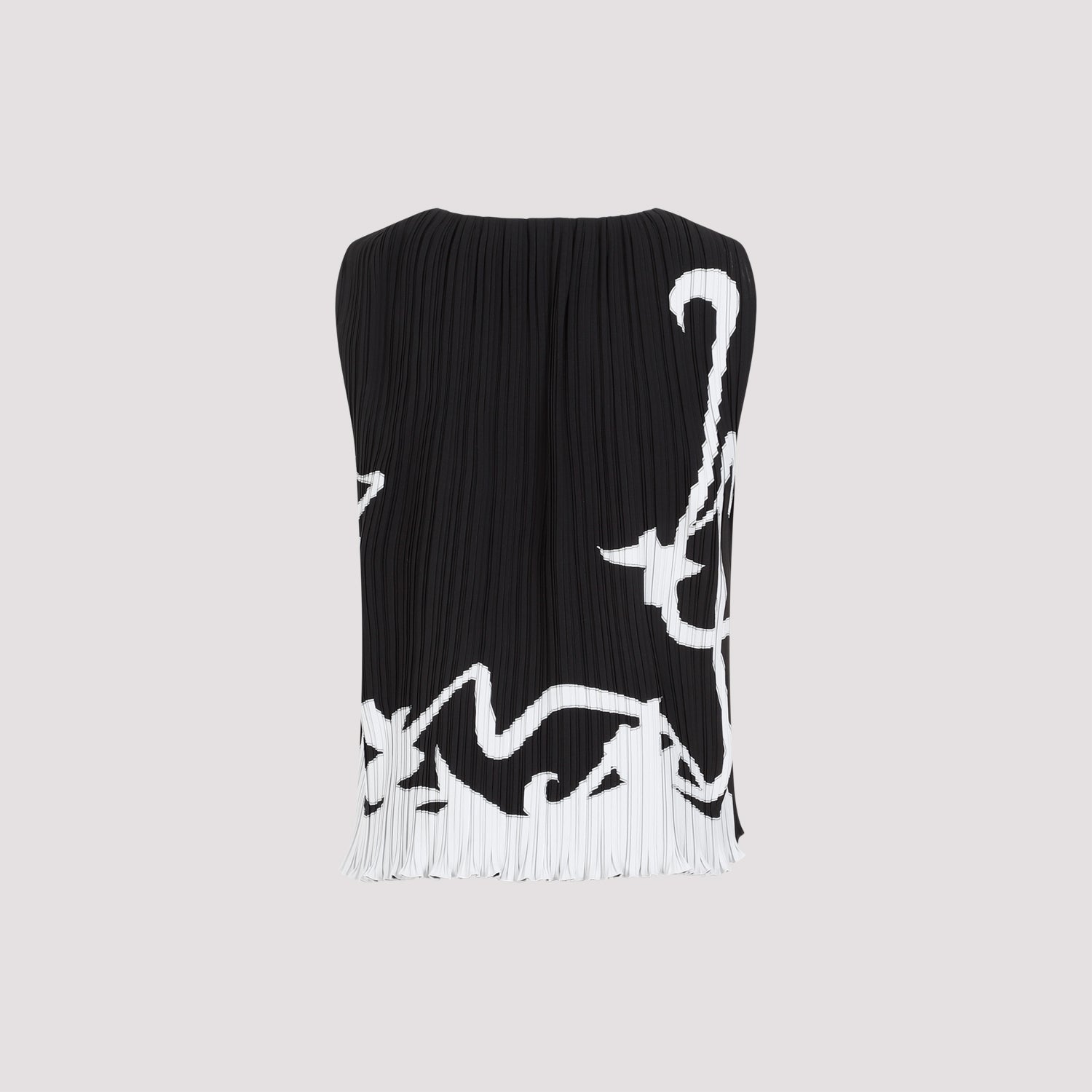 Sleeveless Pleated Top Black Polyester