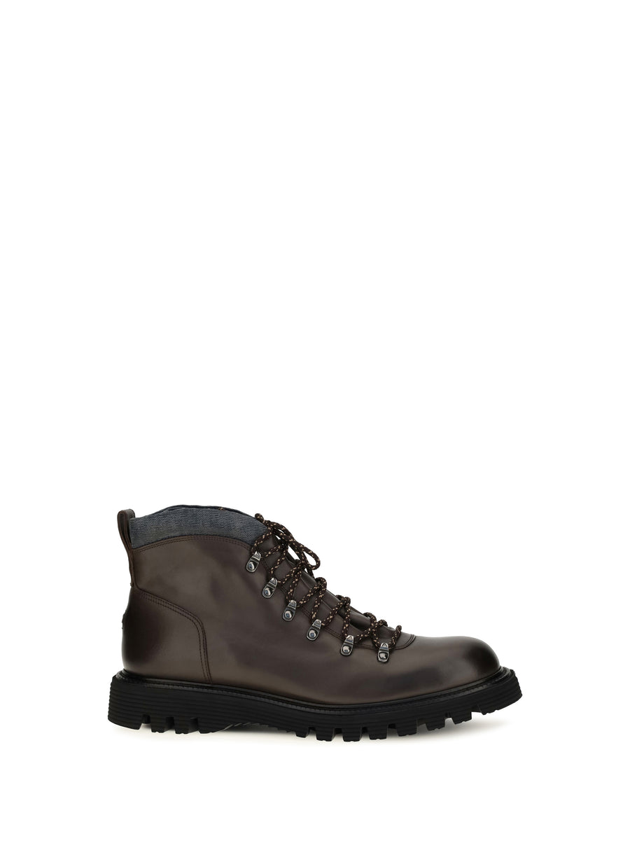 Leather Lace-Up Boots Cacao (dark Brown)