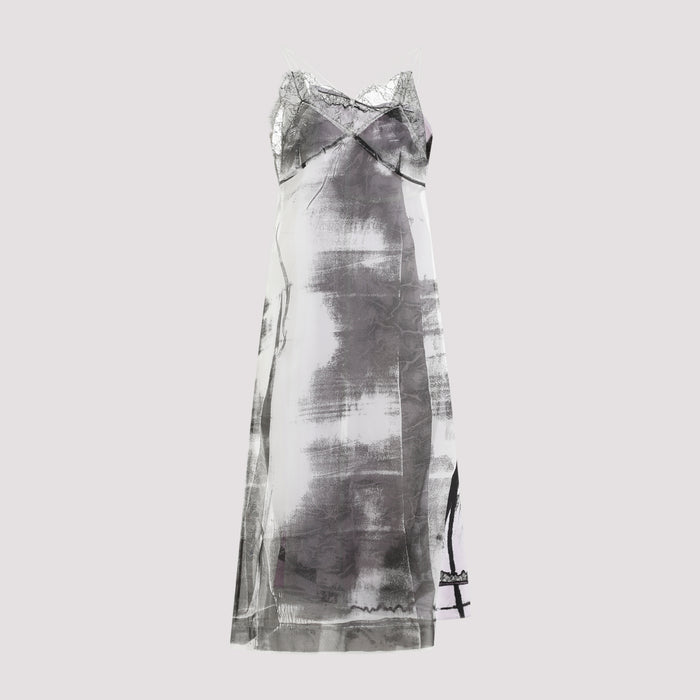 Silk Midi Dress Grey