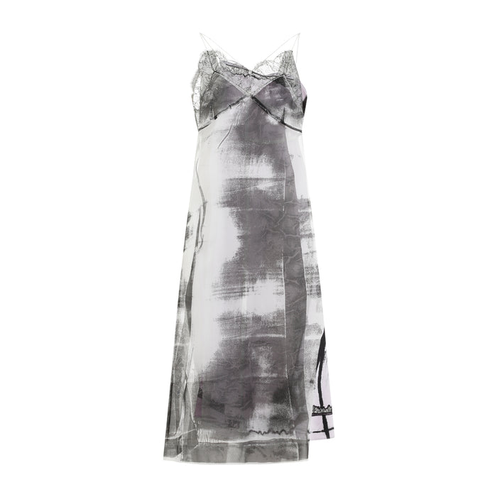 Silk Midi Dress Grey