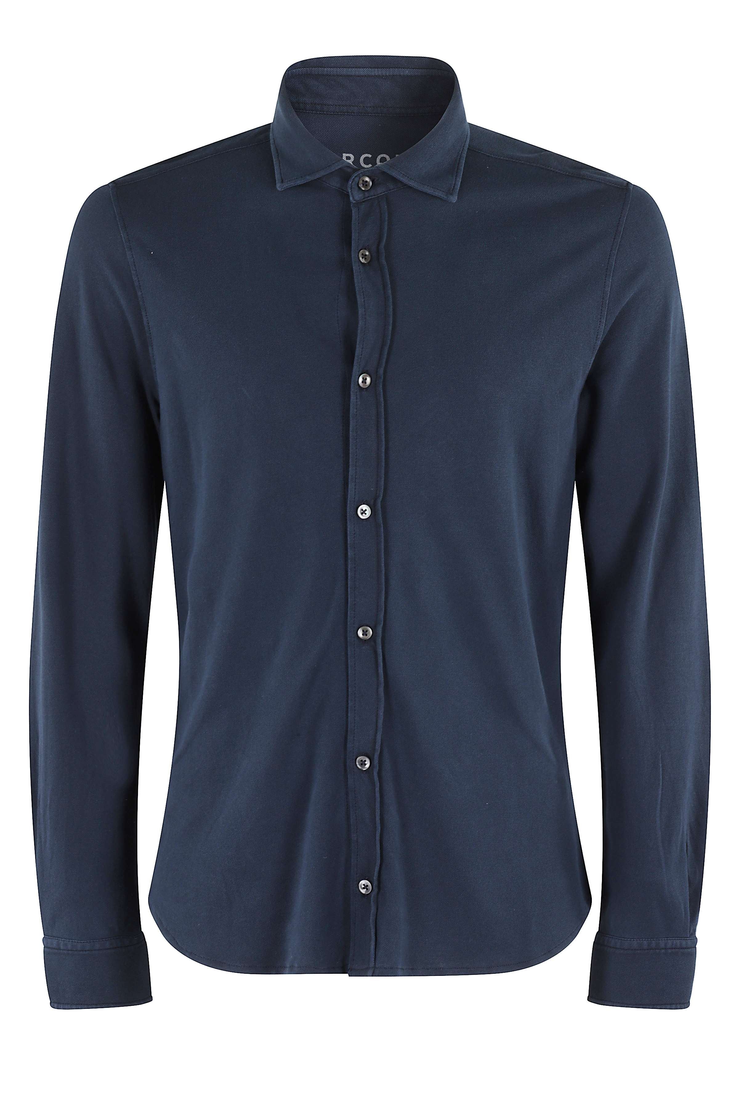 Piquet Jersey Blue Cotton Elasthan Camicia