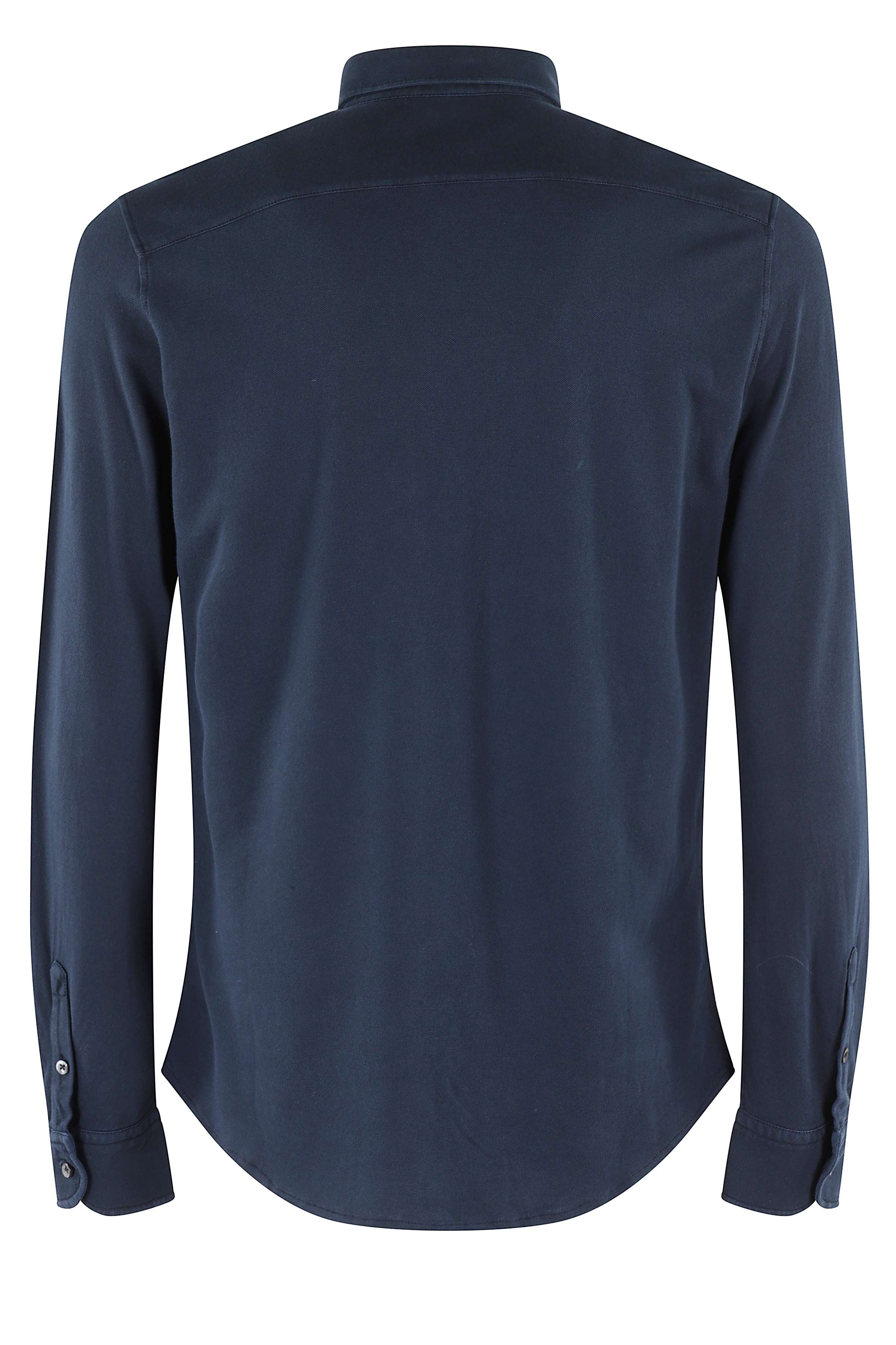 Piquet Jersey Blue Cotton Elasthan Camicia