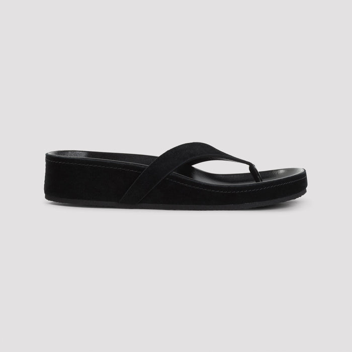 Phoebe Philo Round Flip Flops Black Suede